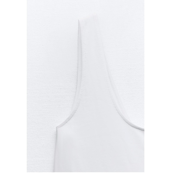 NWT Zara Round Neckline Combination Poplin Midi Tank Dress Sz:M - Picture 8 of 10